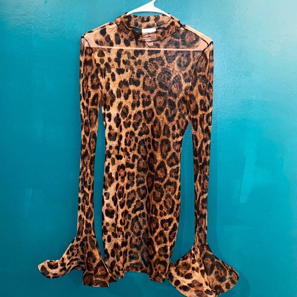Sexy sheer animal print dress